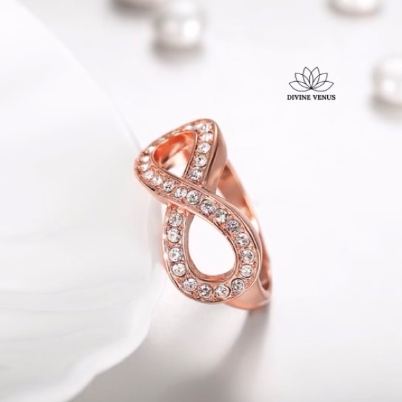 Infinity Ring | Czech Rhinestone Rose Gold Size 6 - Picture 4 of 7